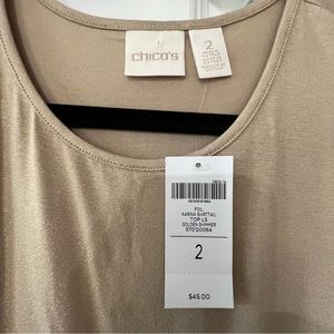 Chicos Katrina long sleeve top. Gold shimmer
